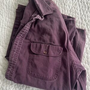 Vintage Purple Land's End Cotton Button up shirt Men's Workwear Tall XL